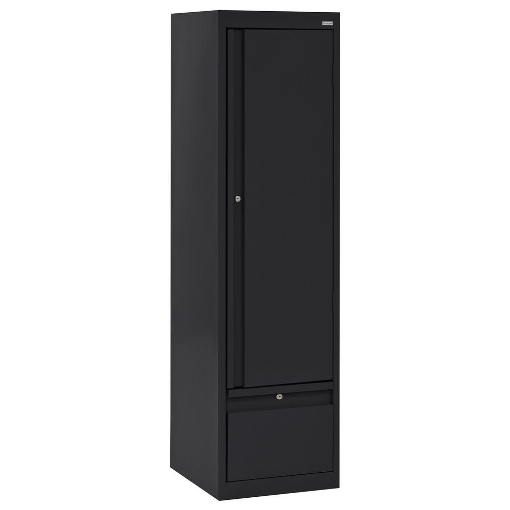 Sandusky System Series 17 In W X 64 In H X 18 In D Black Single Door Storage Cabinet With File Drawer Hadf171864 09 The Home Depot