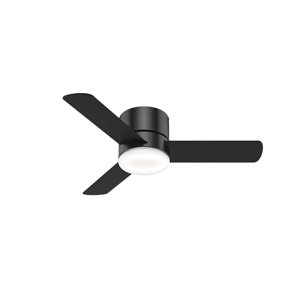 Hunter Minimus 44 In Low Profile Integrated Led Indoor Matte Black Ceiling Fan With Light Kit And Remote