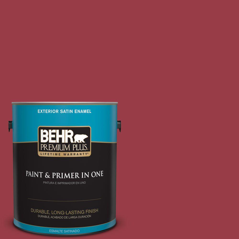BEHR Premium Plus 1-gal. #140D-7 Classic Cherry Satin Enamel Exterior ...