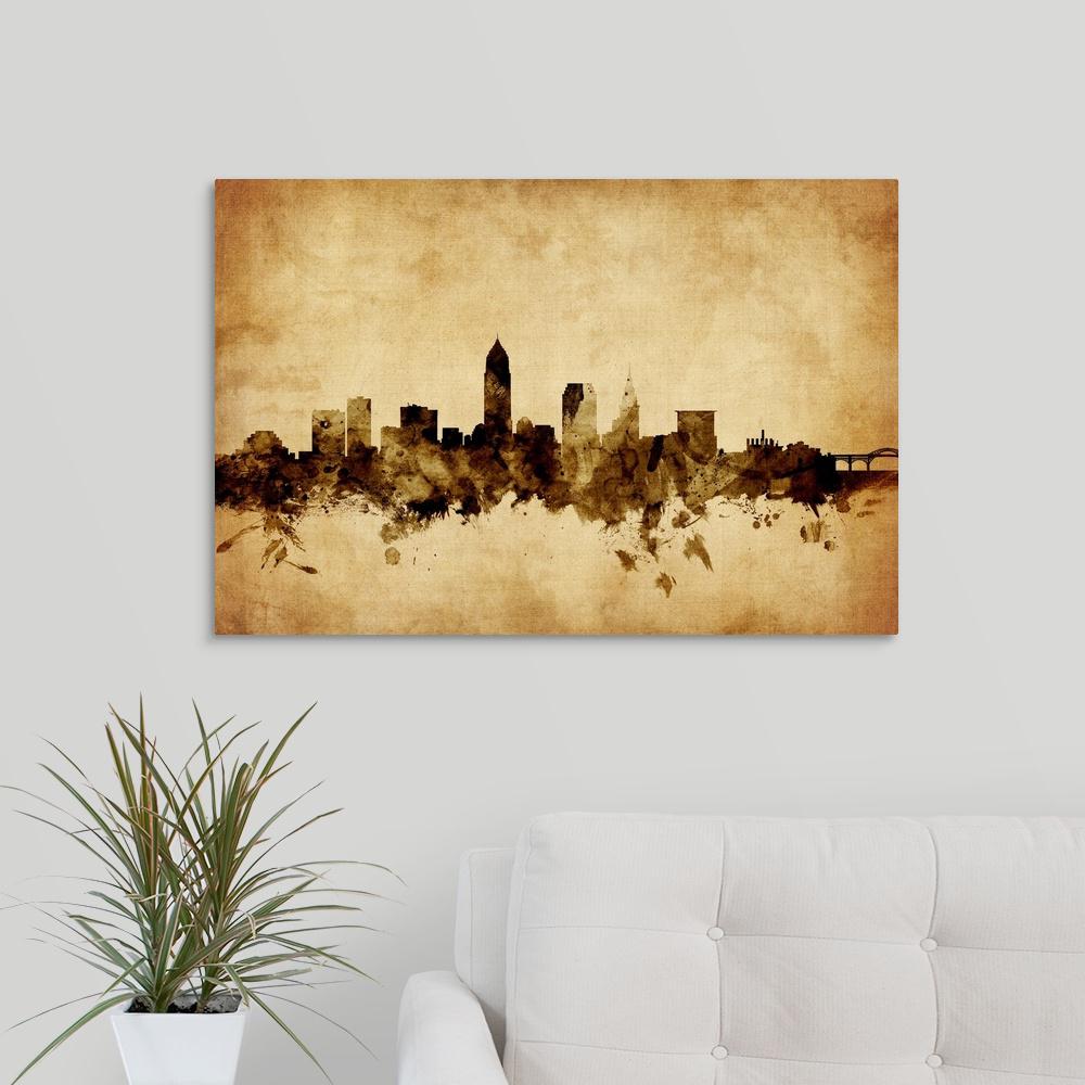 Greatbigcanvas 30 In X 20 In Cleveland Ohio Skyline By Michael