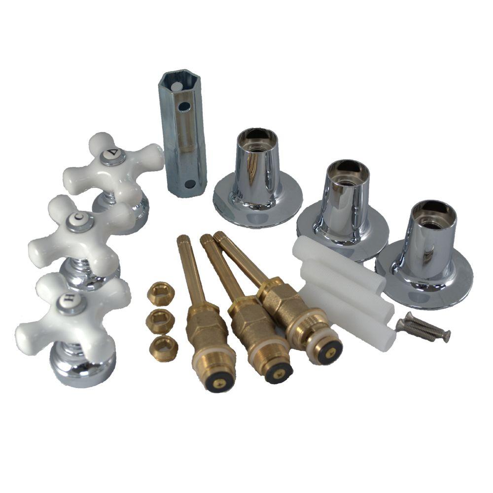 PartsmasterPro Tub and Shower Rebuild Kit with Porcelain Cross-Arm Handle for... by PartsmasterPro