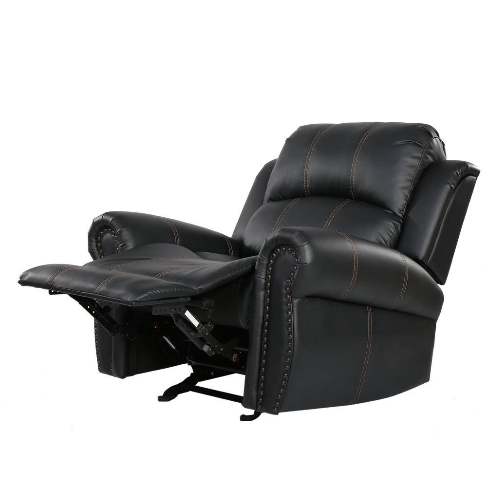 black leather glider recliner