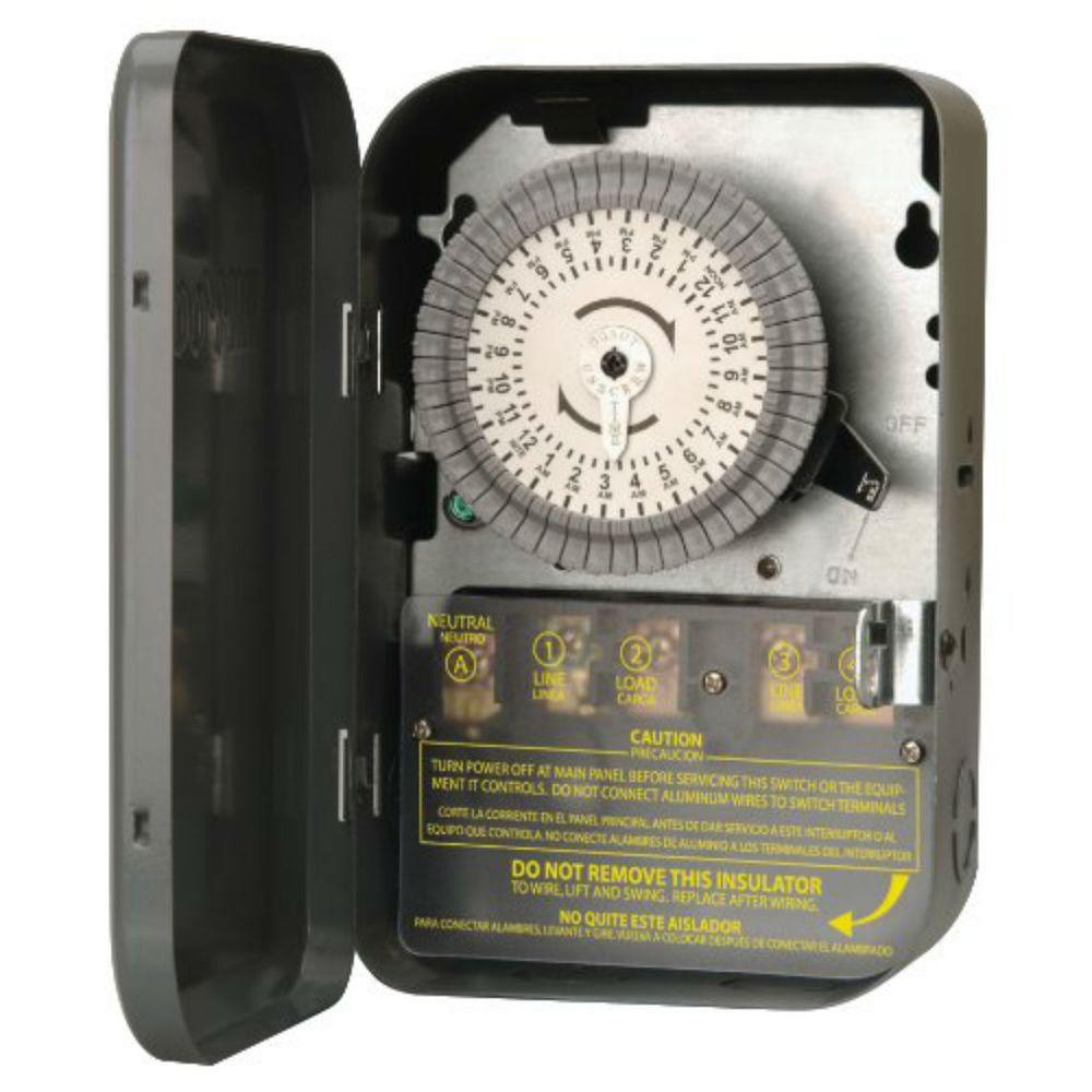 Woods Indoor 120Volt 40Amp 24Hour DPST Mechanical Time Switch with