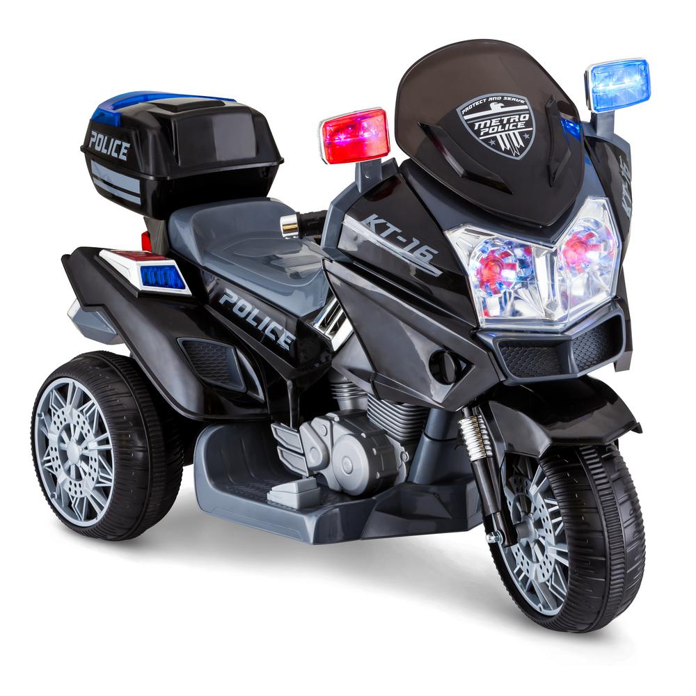 Electric Cars For Kids To Ride On Toys Police Riding Motorcycle Trike 6V Battery 