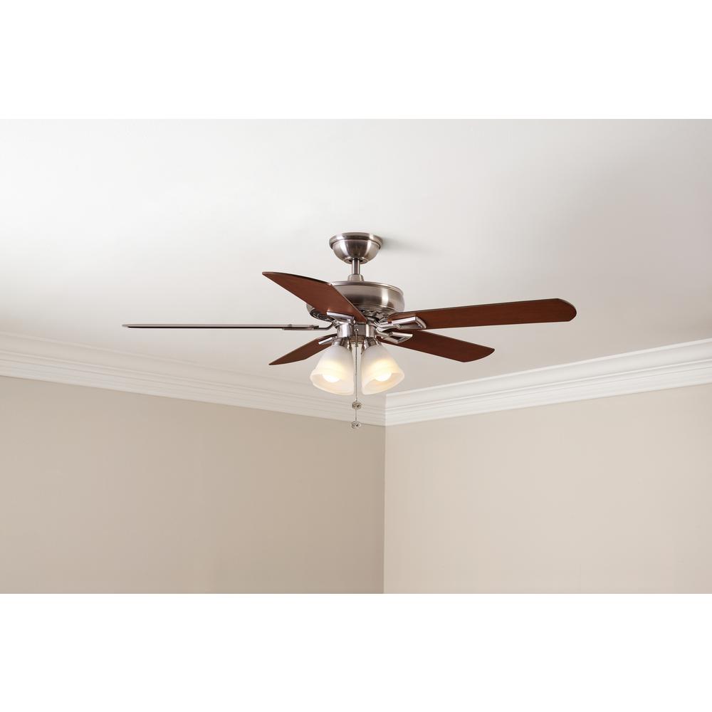 Hampton Bay Lyndhurst 52 In Led Brushed Nickel Ceiling Fan With Light Kit