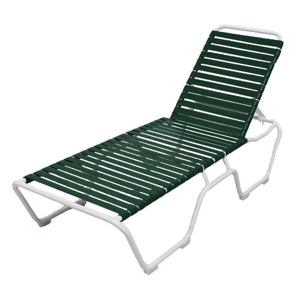 Unbranded Marco Island White Commercial Grade Aluminum Patio Chaise Lounge With Green Vinyl Straps 2 Pack C222 W G The Home Depot