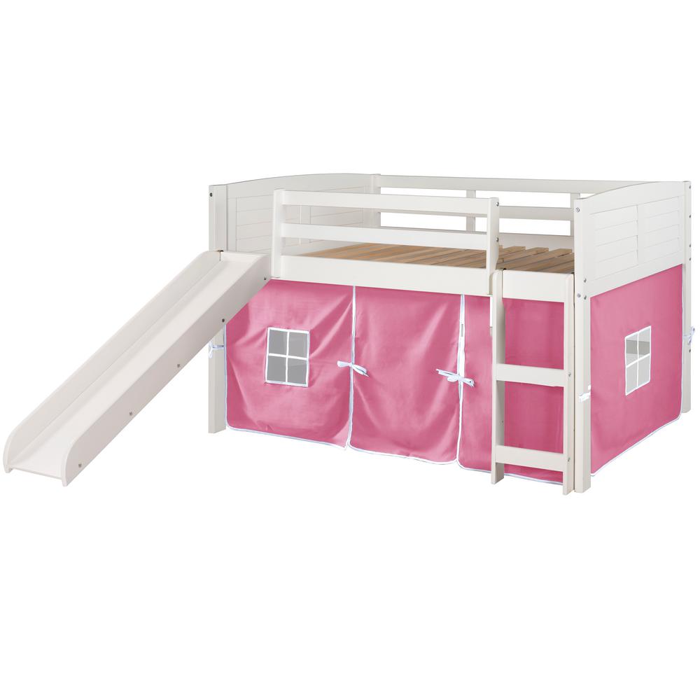 white loft bed with slide