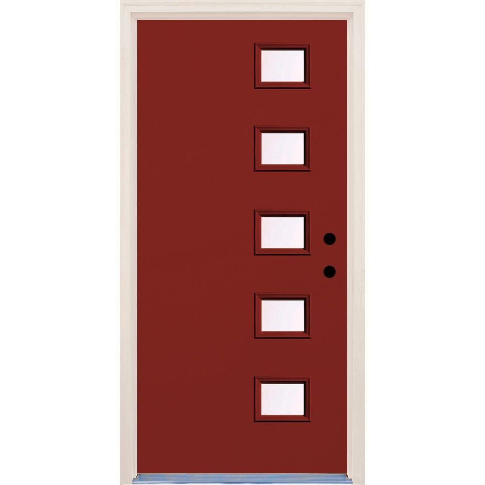 Red Front Doors Exterior The Home Depot 36 In X 80 Left Hand Cordovan 5 Lite Clear Gl Painted