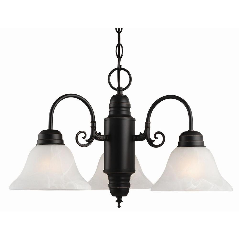 Design House Millbridge 3 Light Oil Rubbed Bronze Chandelier 514463   Oil Rubbed Bronze Finish With Alabaster Glass Shades Design House Chandeliers 514463 64 1000 