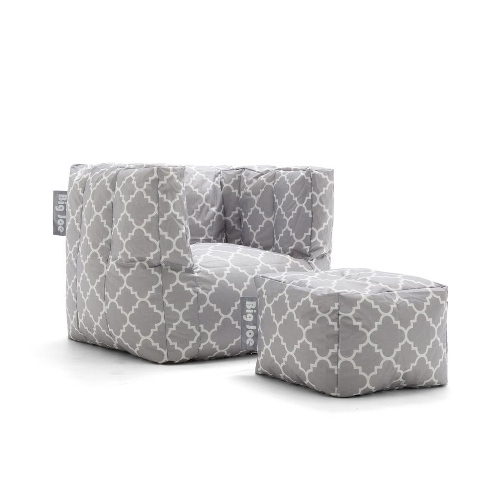 Cube Chair With Ottoman Gray Quatrafoil Smartmax Bean Bag