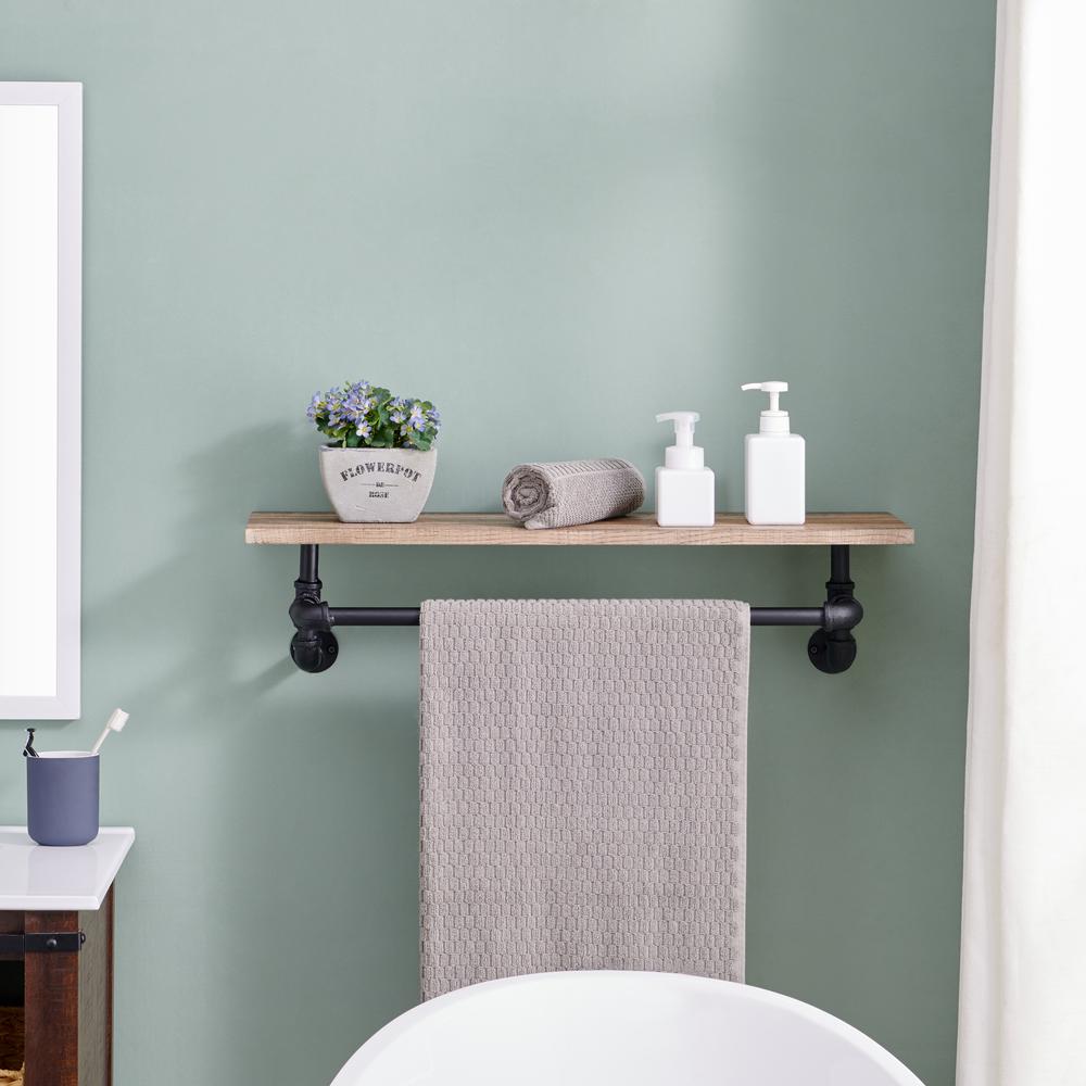 wooden towel shelf for bathroom