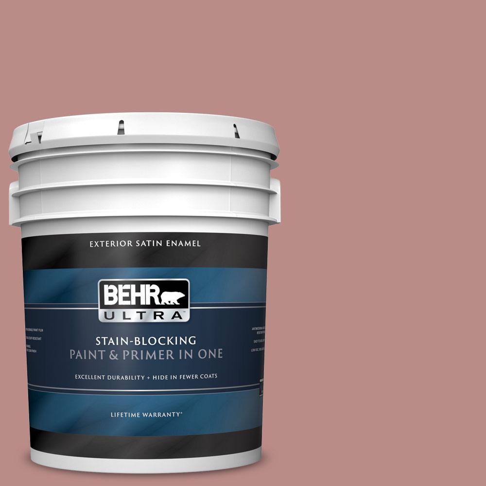 BEHR ULTRA 5 gal. 170F5 Brick Dust Satin Enamel Exterior Paint and