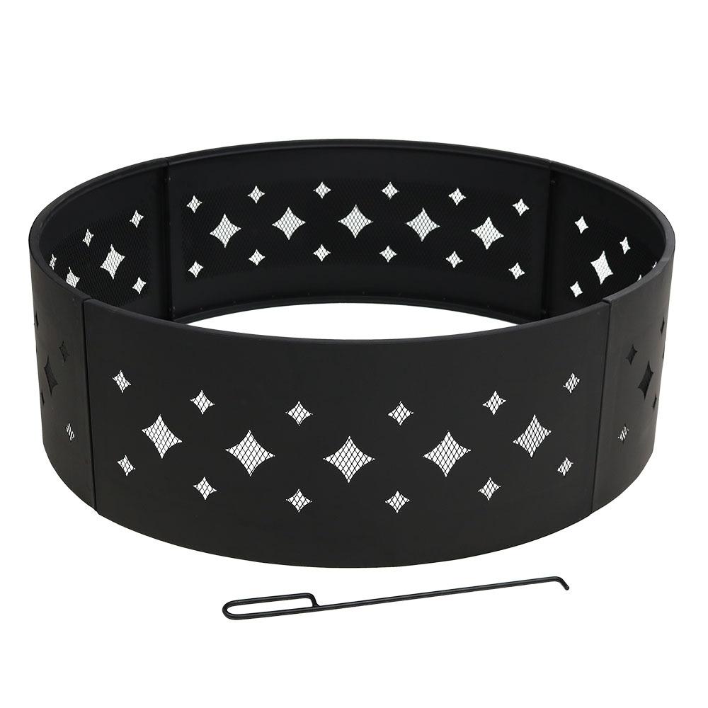 Sunnydaze Decor 36 in. Round HeavyDuty Steel Diamond Wood Burning Fire Pit RingKFDCR36 The