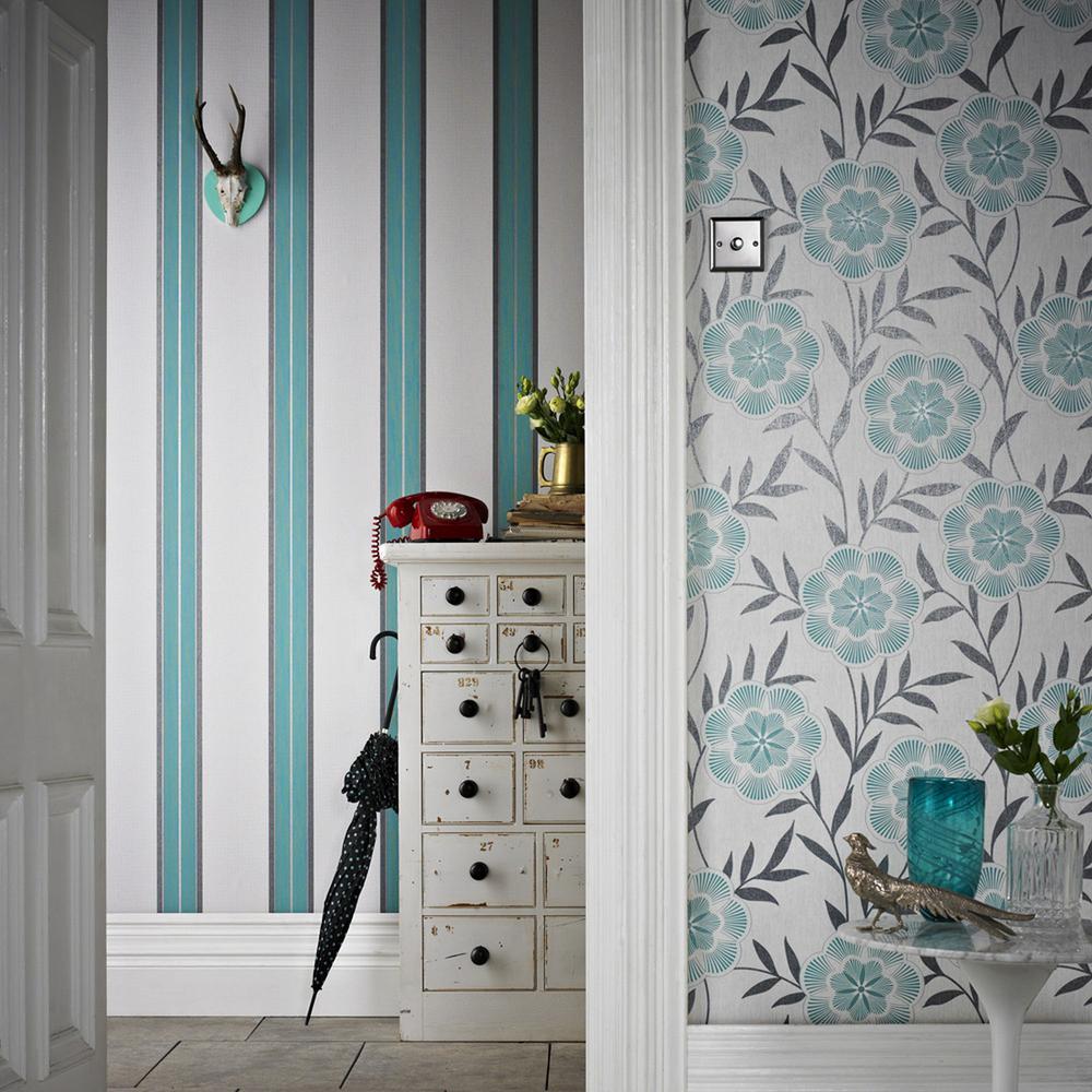 Graham and Brown Harlow Teal Removable Wallpaper Sample3244094 The
