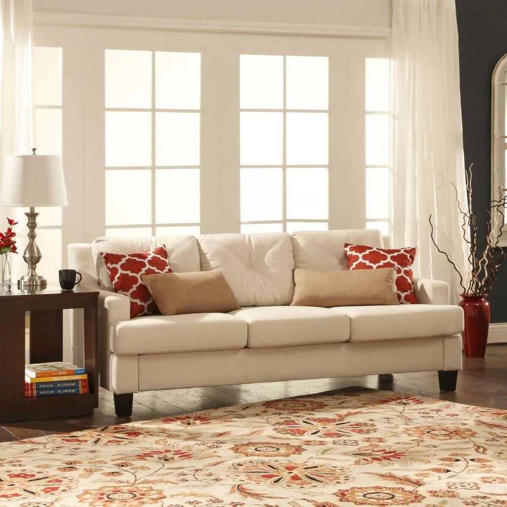 HomeSullivan Emerson White Linen Sofa40E502SWLSOFA The Home Depot