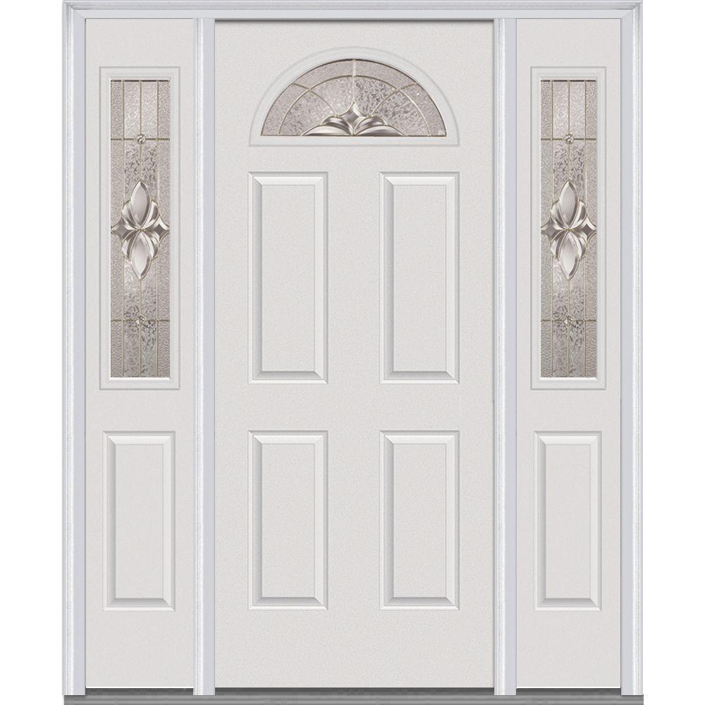 MMI Door 64.5 in. x 81.75 in. Heirlooms RightHand 1/4Lite Decorative Painted Fiberglass Smooth