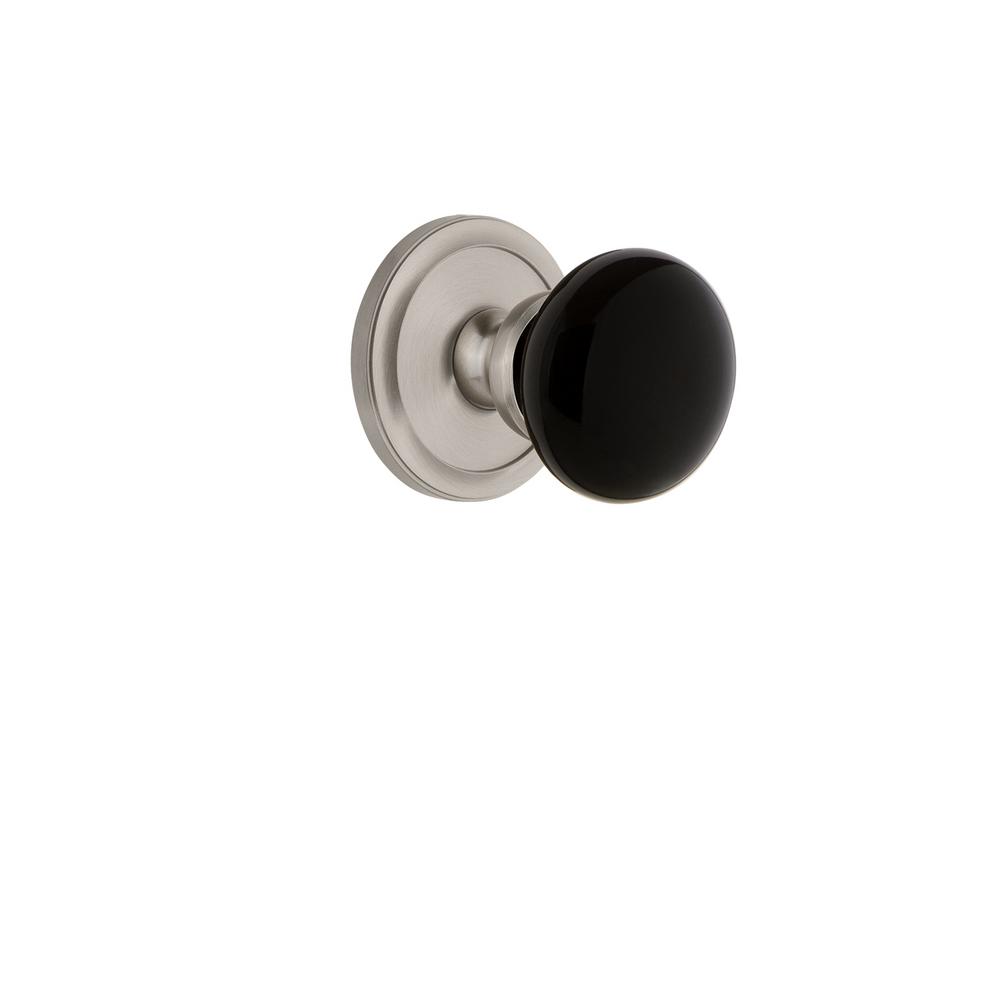 Grandeur Circulaire Rosette Double Dummy Coventry Door Knob In Satin Nickel