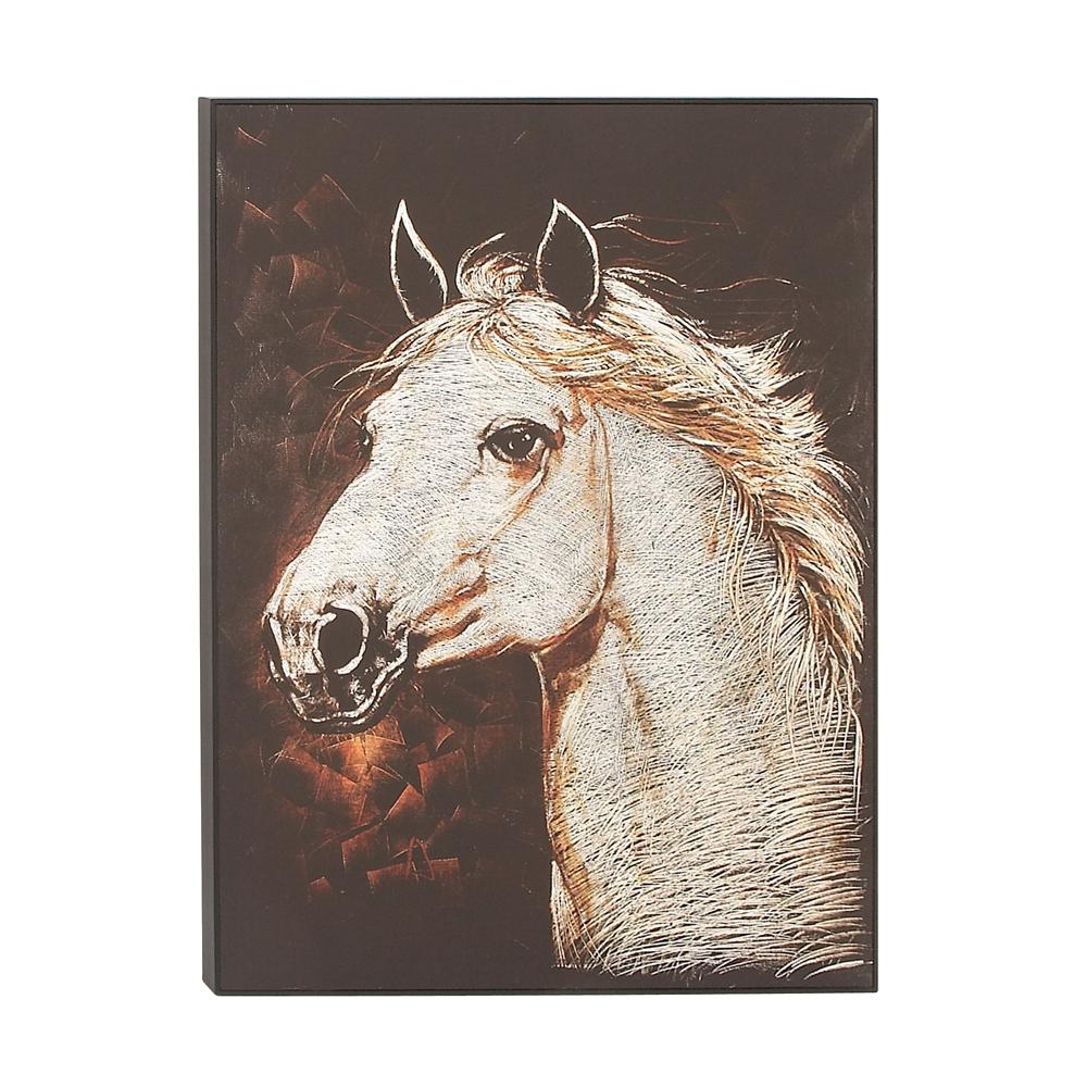 Litton Lane 46 In X 34 Clic White Horse Head Aluminum And Clic White Horse Head Aluminum And Canvas Art 77655 The Home Depot