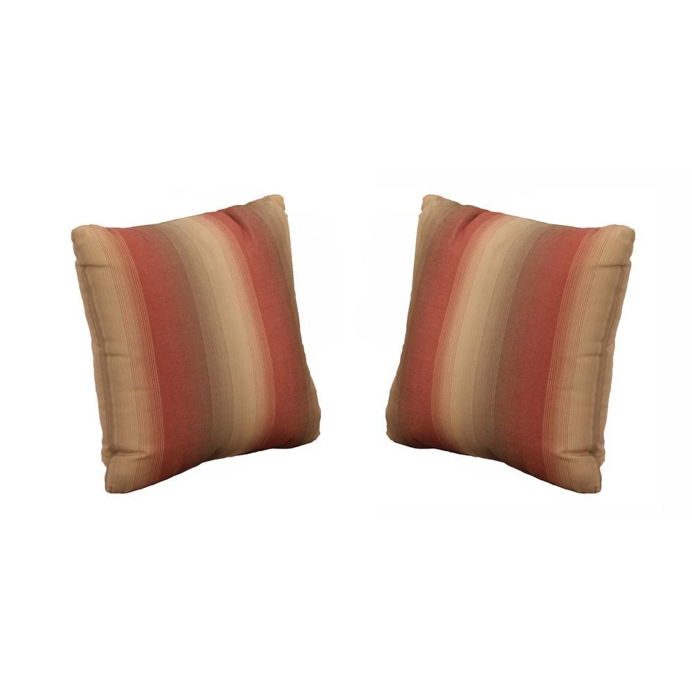 Hampton Bay 18 in. Red Chevron Outdoor Toss Pillow with Welt (2Pack