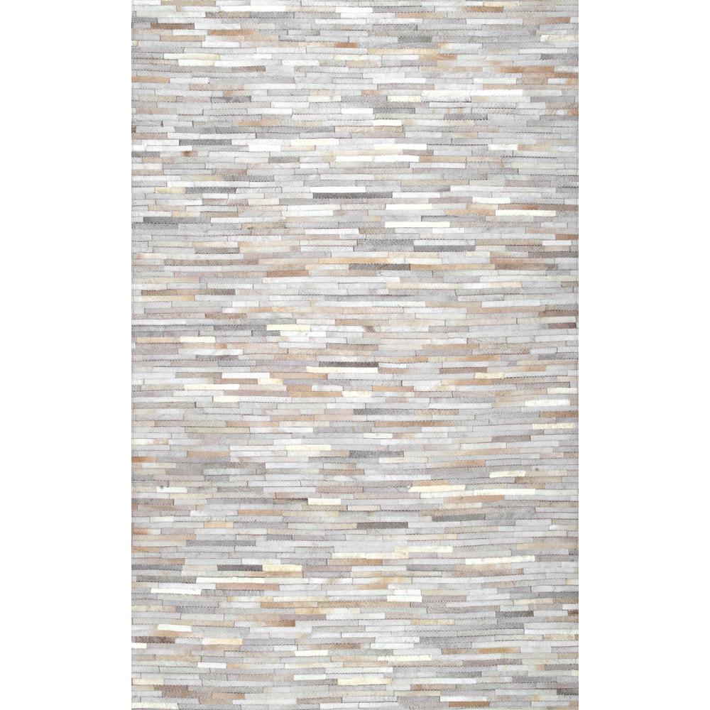 Nuloom Clarity Patchwork Cowhide Beige 6 Ft X 9 Ft Area Rug