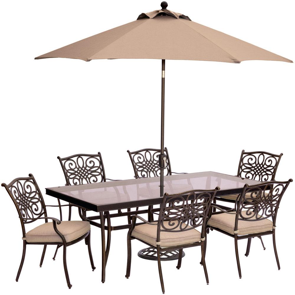 Hanover Traditions 7-Piece Aluminum Outdoor Dining Set with Rectangular Glass... by Hanover