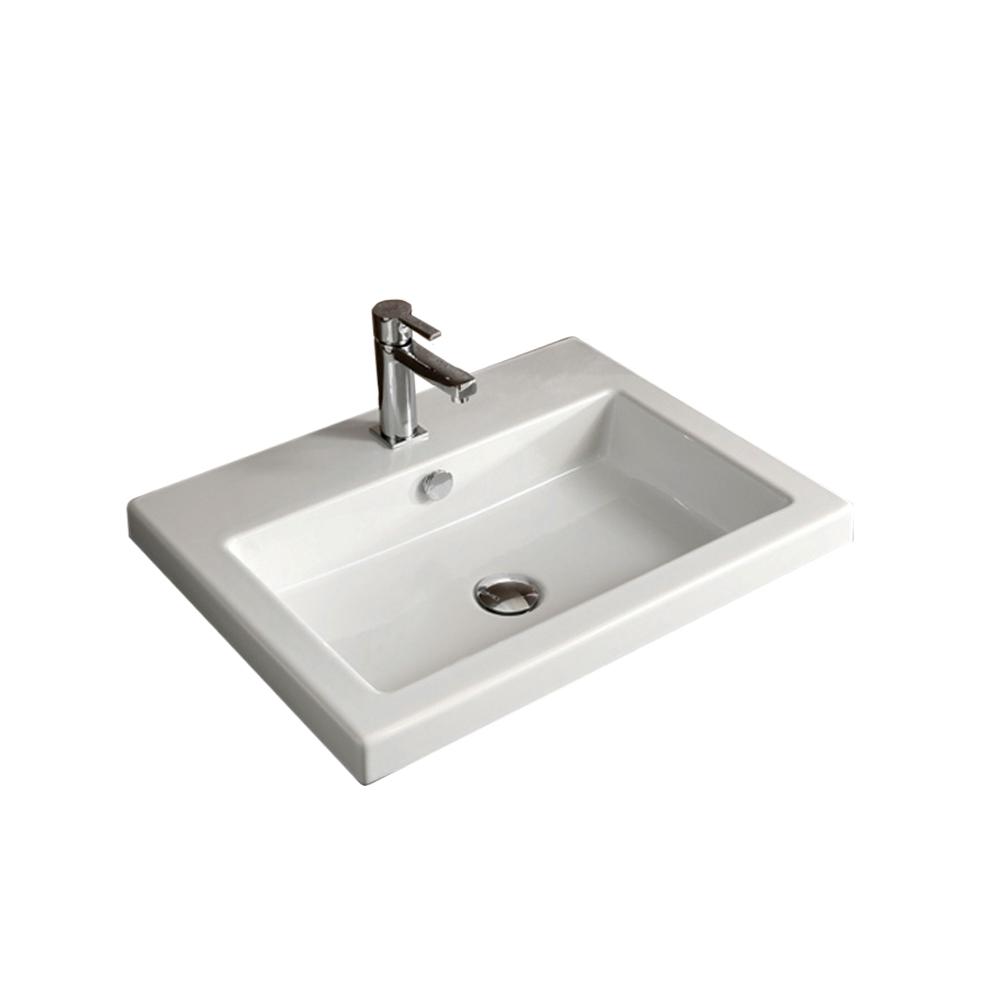 Nameeks Cangas Drop In Ceramic Bathroom Sink In White