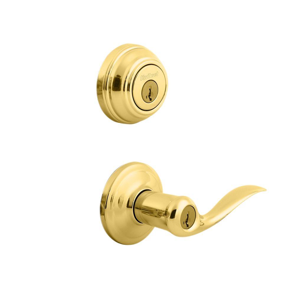 UPC 883351100083 product image for Kwikset Tustin Polished Brass Exterior Entry Door Lever and Single Cylinder Dead | upcitemdb.com