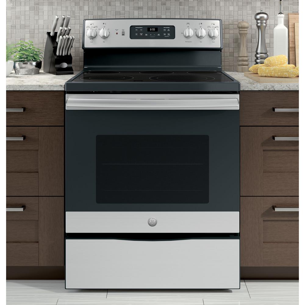 Ge 30 In 5 3 Cu Ft Electric Range With Self Cleaning Convection