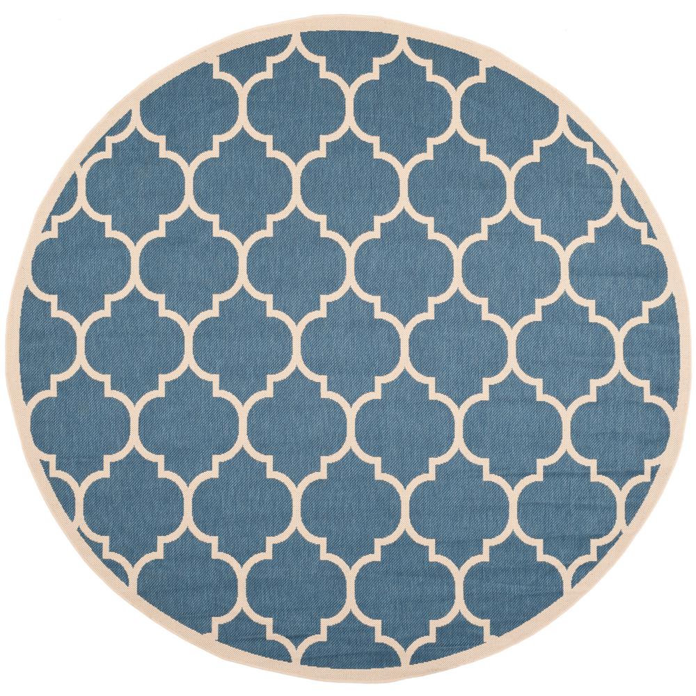 Safavieh Courtyard Blue/Beige 8 ft. x 8 ft. Indoor/Outdoor Round Area