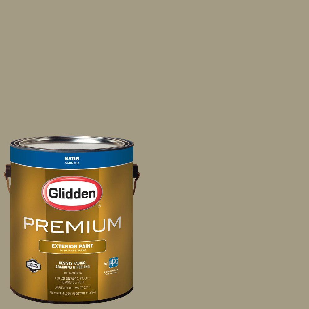 Glidden Premium 1 Gal Hdgwn64 Khaki Green Satin Latex Exterior Hdgwn64 Khaki Green Satin Latex Exterior Paint
