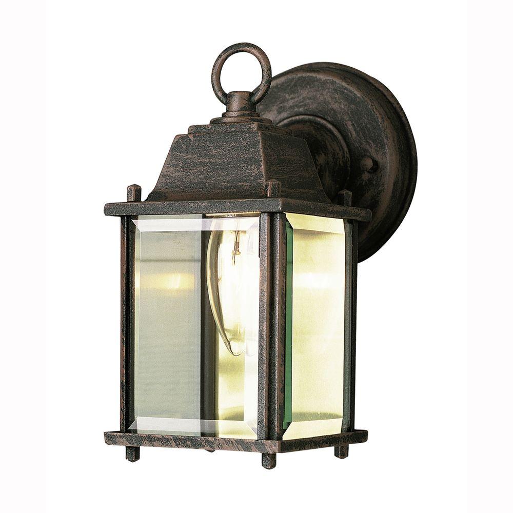 Bel Air Lighting 1 Light Rust Outdoor Wall Coach Lantern With Clear Glass