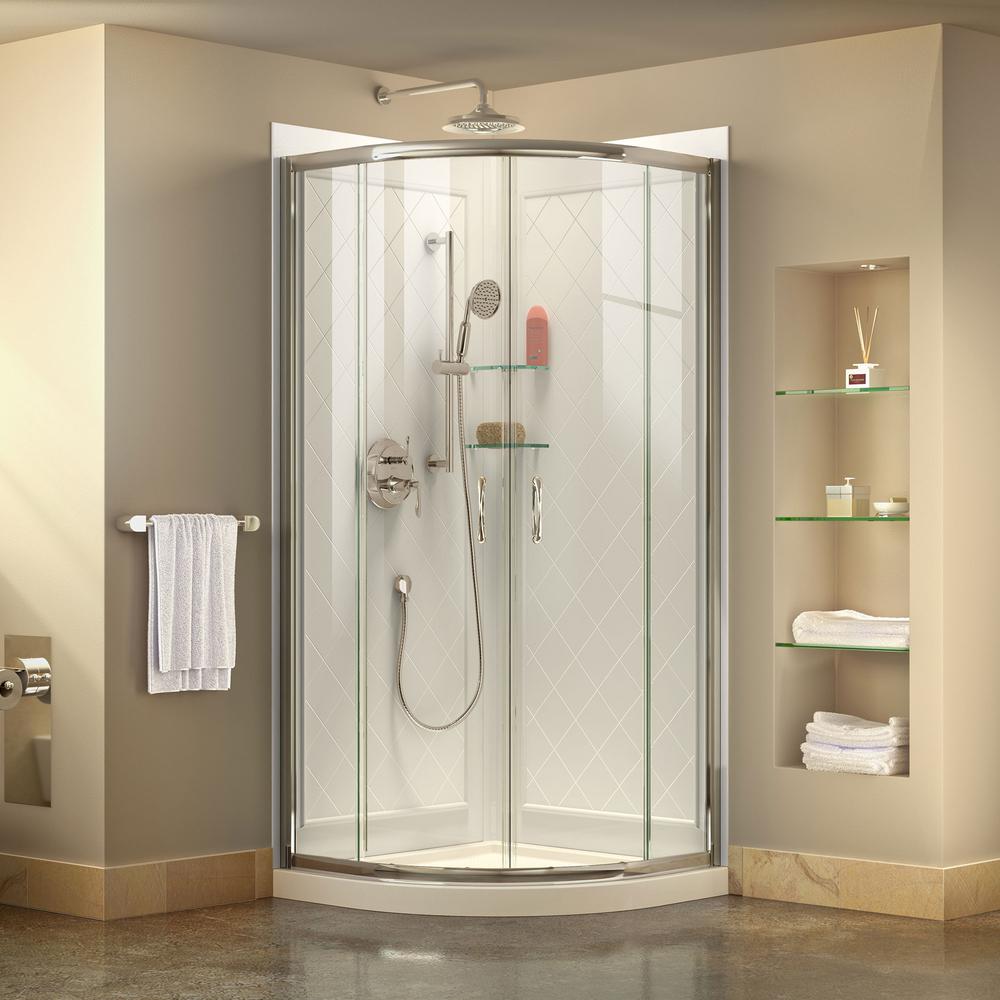 Dreamline Prime 36 In X 36 In X 76 75 In Corner Framed Sliding Shower Enclosure In Chrome