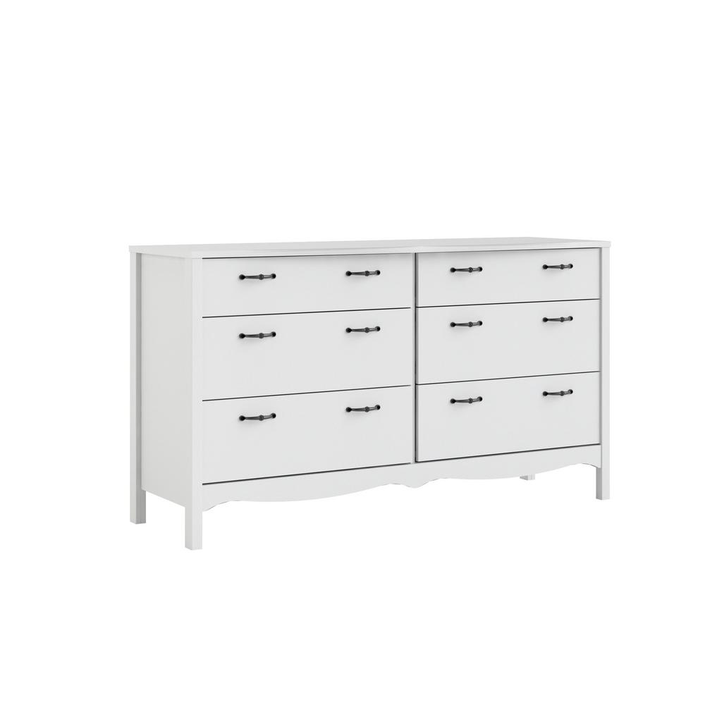 Tvilum Biscayne 6 Drawer White Double Dresser 707344949 The Home Depot