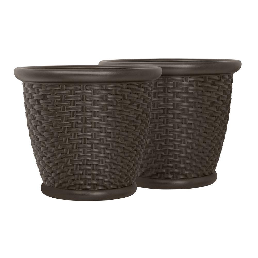 Suncast Sonora 22 In Round Java Blow Molded Resin Planter 2 Pack