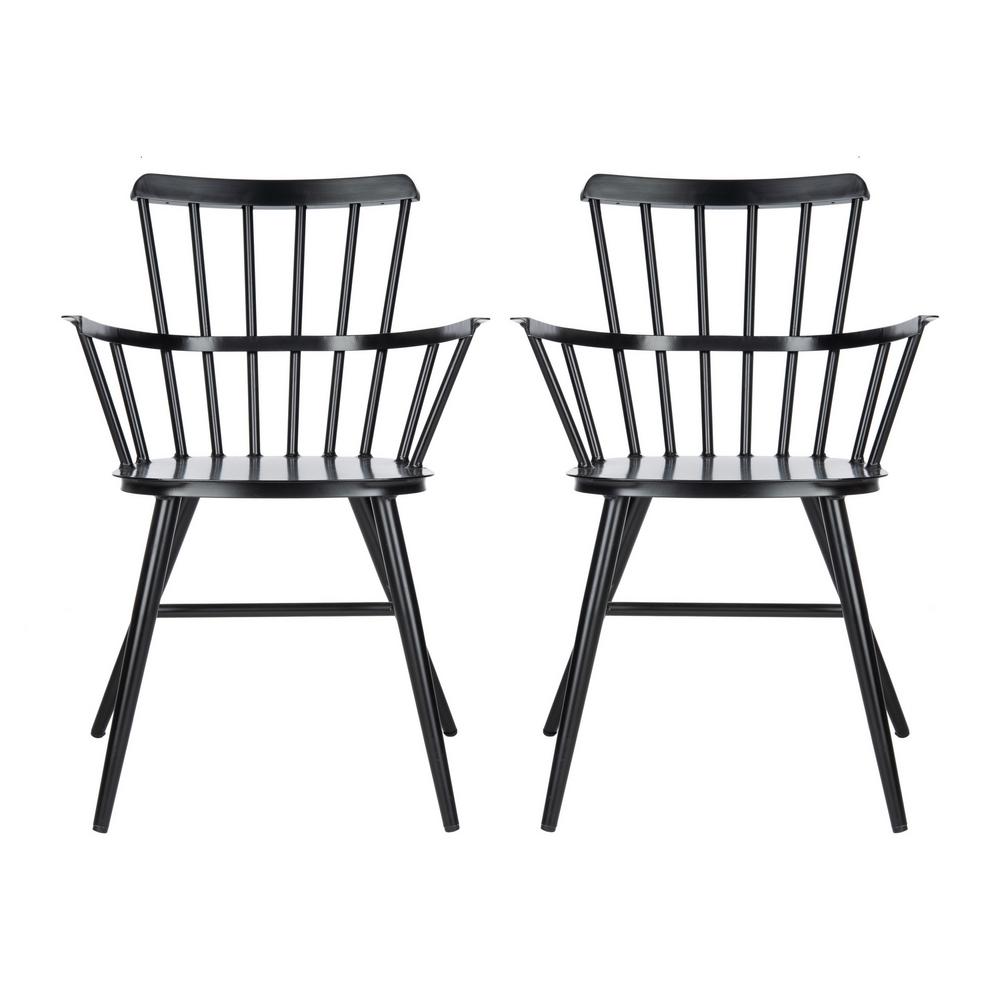 Safavieh Clifton Matte Black Stackable Metal Outdoor Dining Chair (2