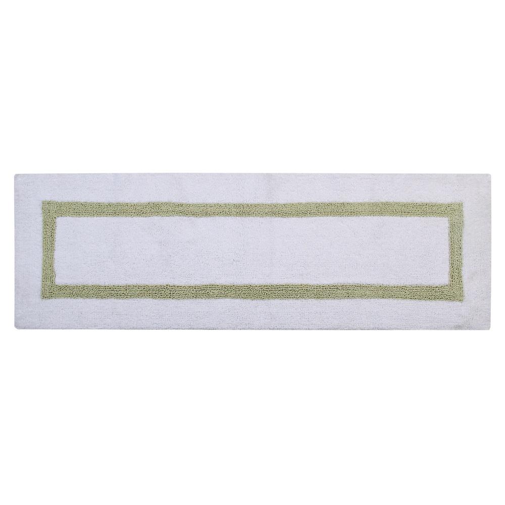 Hotel Collection 20 In X 60 In White And Sage Cotton Bath Mat Ss