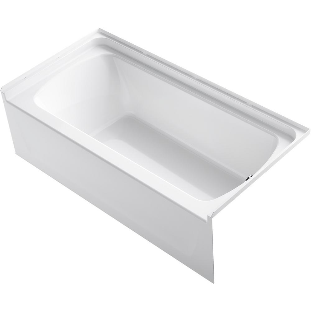 STORE+ 5 ft. Right-Hand Drain Rectangular Alcove Bathtub in White