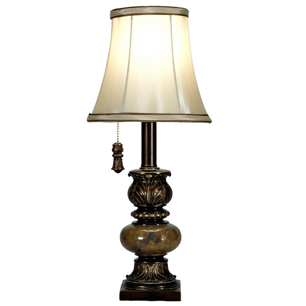 Stylecraft 18 5 In Trieste Marble Table Lamp With Ivory Fabric Shade