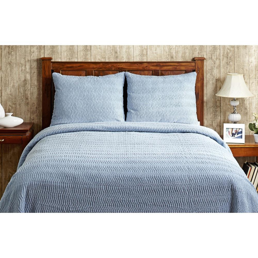Better Trends Natick Chenille 1Piece Blue King Bedspread SSBSNAKIBL