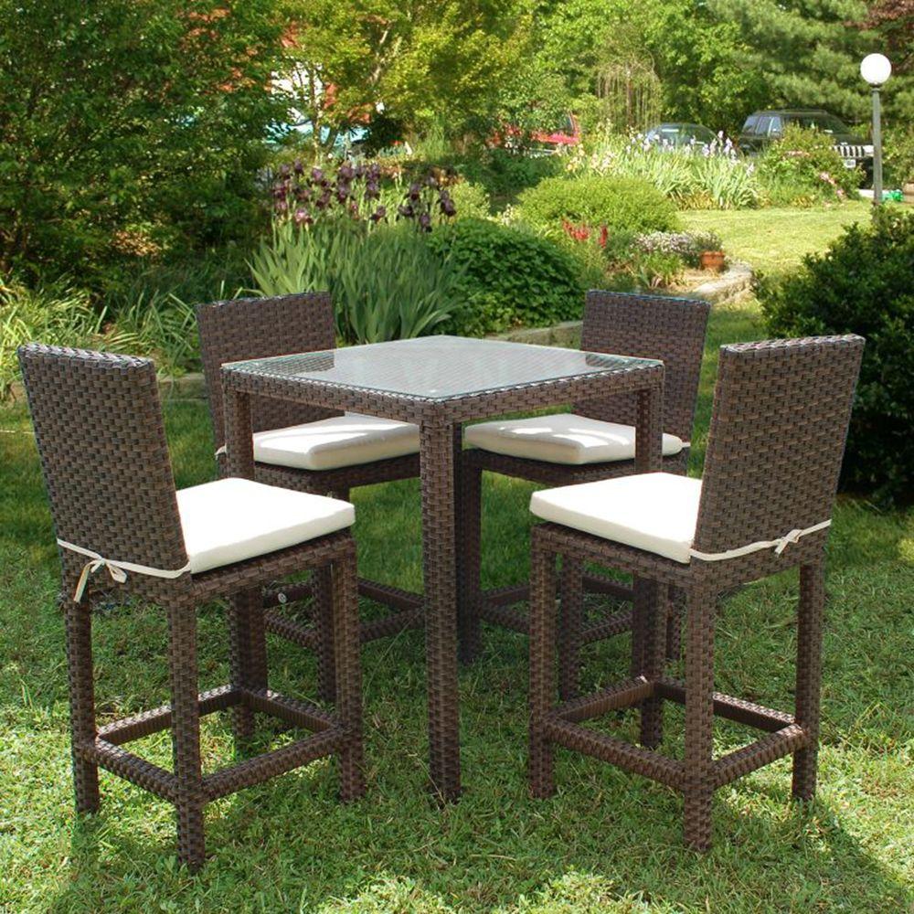 Atlantic Contemporary Lifestyle Monza Square 5 Piece Patio High Atlantic Contemporary Lifestyle Monza Square 5 Piece Patio High Dining Set With Off White