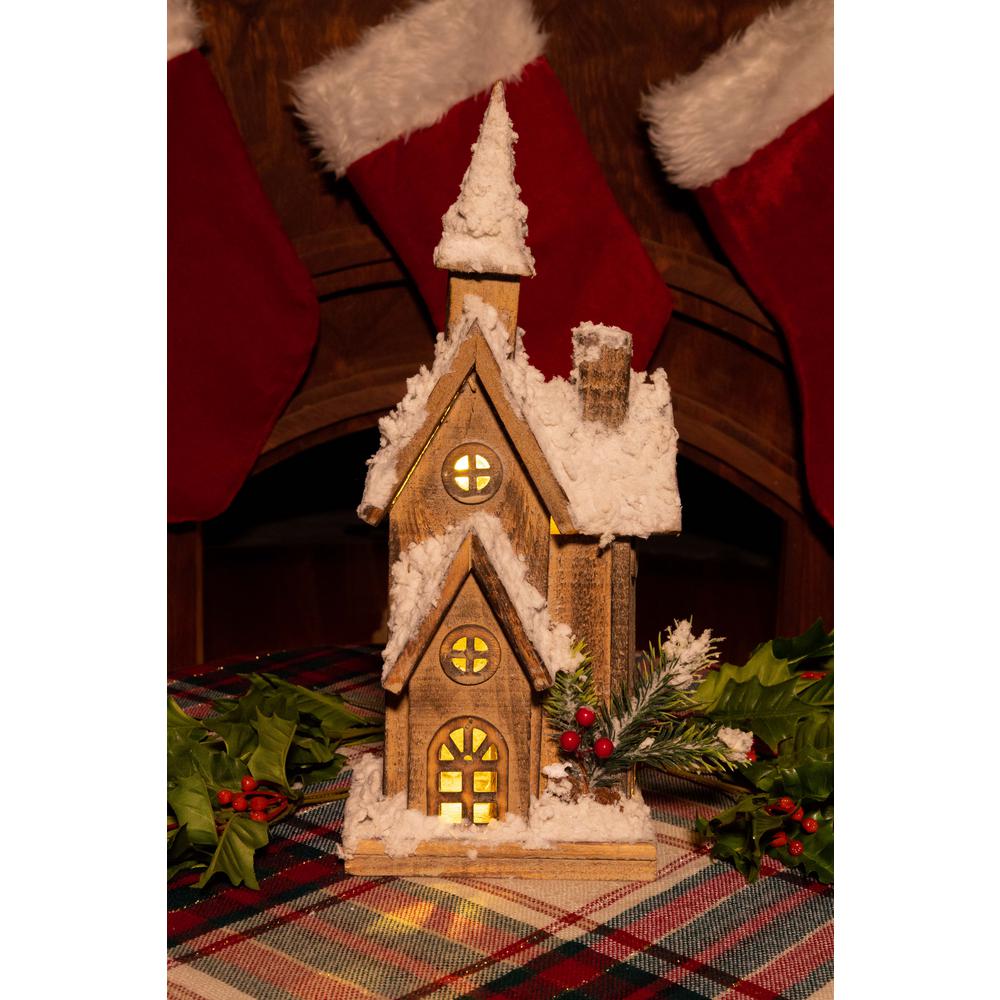 Alpine Corporation 16 In Christmas Wooden House With 10 Led