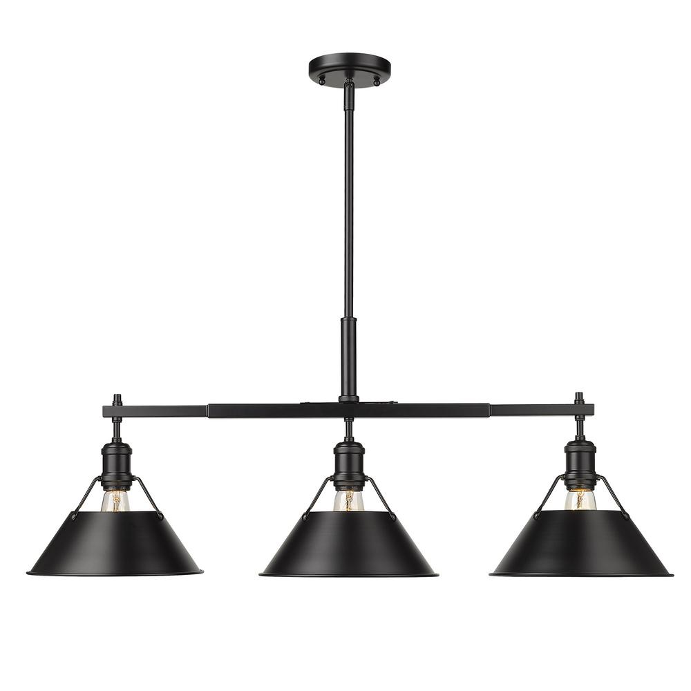 Golden Lighting Orwell 3-Light Matte Black Linear Pendant 3306-LP BLK ...