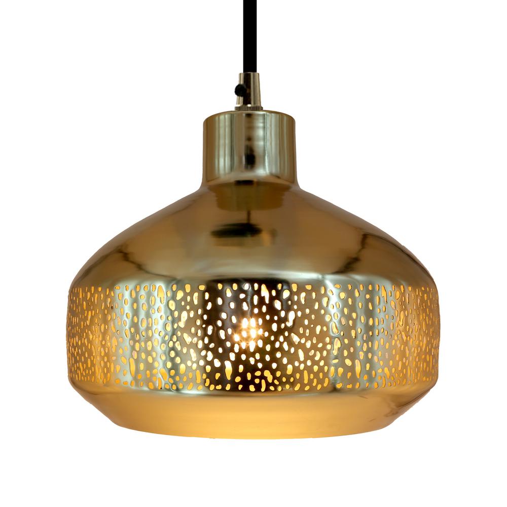 Sorrento 1-Light Gold Hanging Pendant with Metal Shade