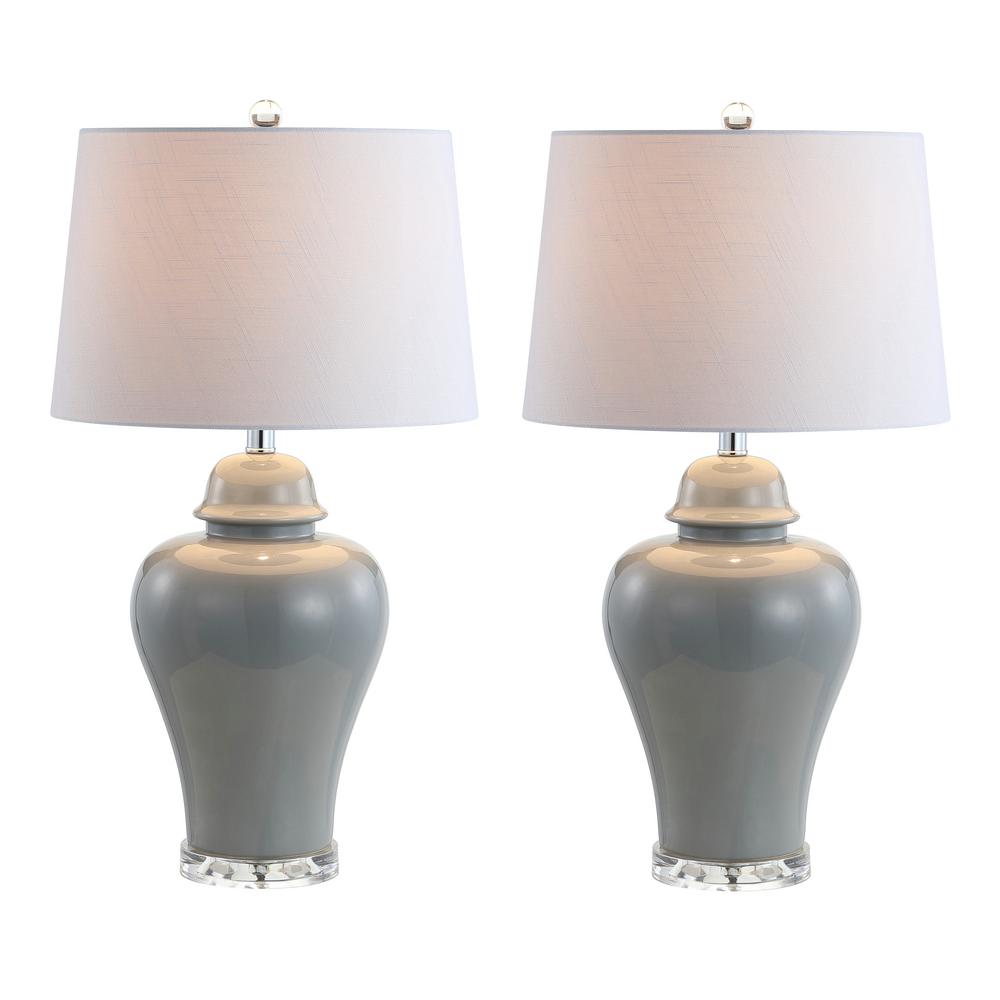 Jonathan Y Winnie 27 In Grey Ceramic Urn Led Table Lamp Set Of 2
