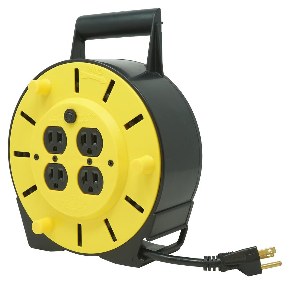 Woods 4907 Extension Cord Reel with 4-Outlets 16//3 SJTW and 12A Circuit Break...