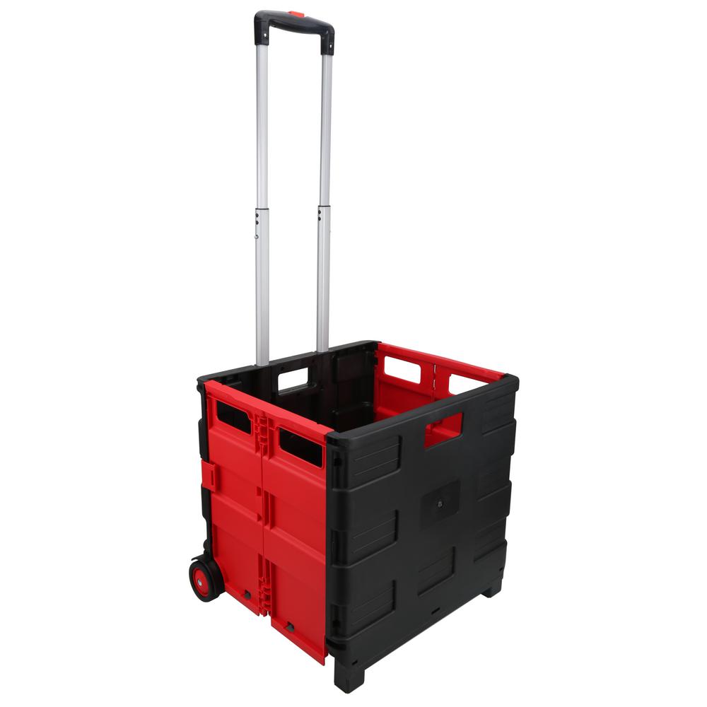 Pack N Roll Portable 18 in. Plastic Utility Cart in Black/Red410009