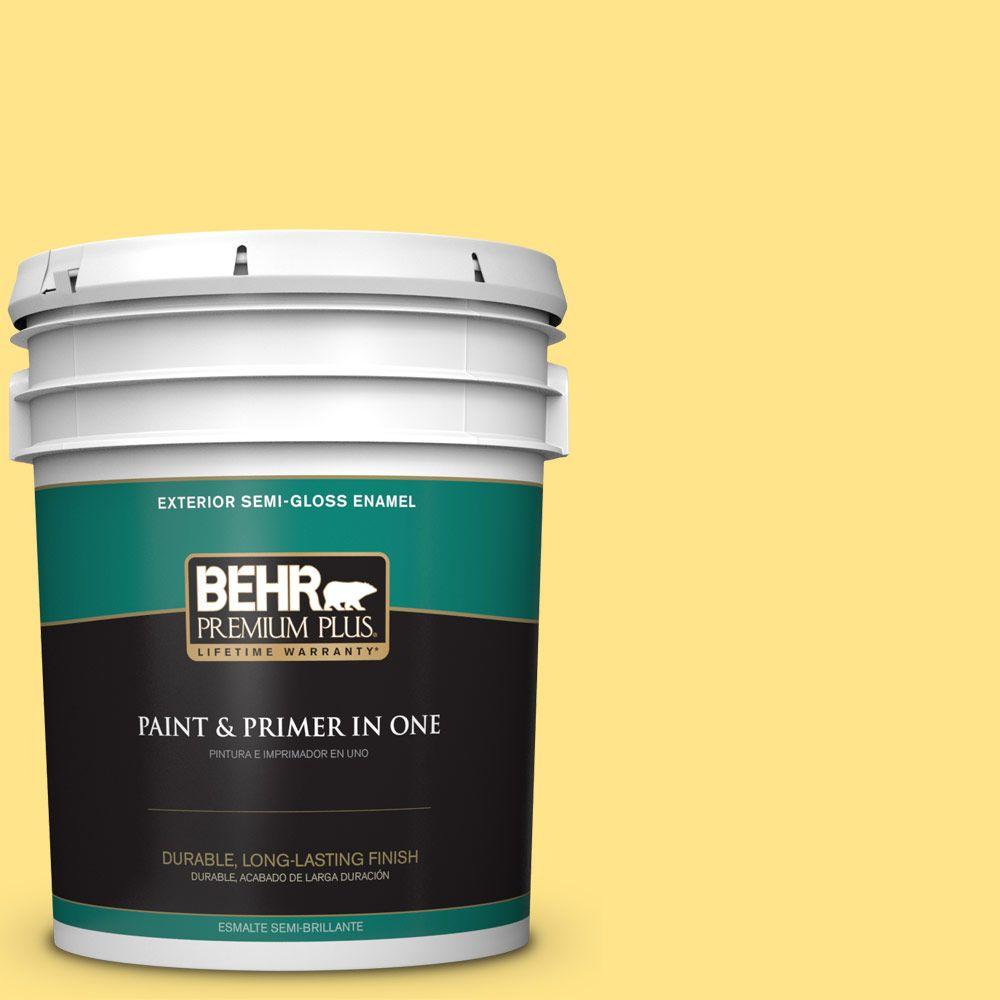 BEHR Premium Plus Ultra 5gal. 370B7 Yellow Flash SemiGloss Enamel