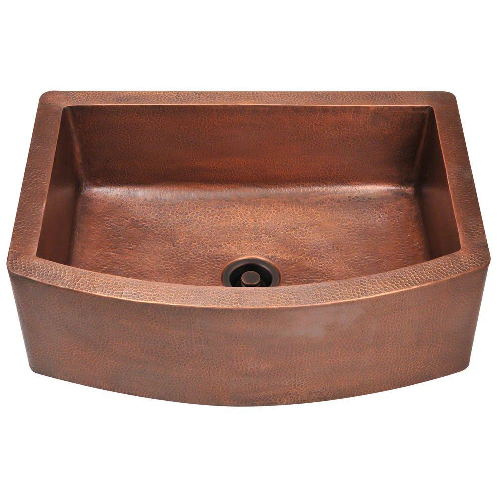 Polaris Sinks Farmhouse Apron Front Copper 33 in. Single Bowl Kitchen Sink-P419 - The Home Depot