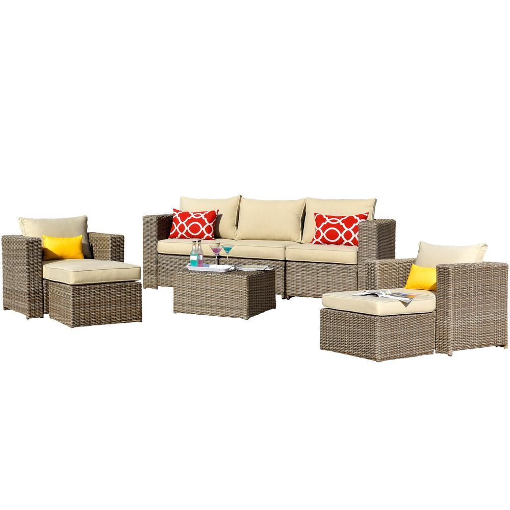 Seats 5 People Patio Conversation Sets Outdoor Lounge Furniture The Home Depot - Lampert Rattan Wicker Patio Chair With Cushions Seats 5 People Patio Conversation Sets Outdoor Lounge Furniture The Home Depot - Lampert Rattan Wicker Patio Chair With Cushions