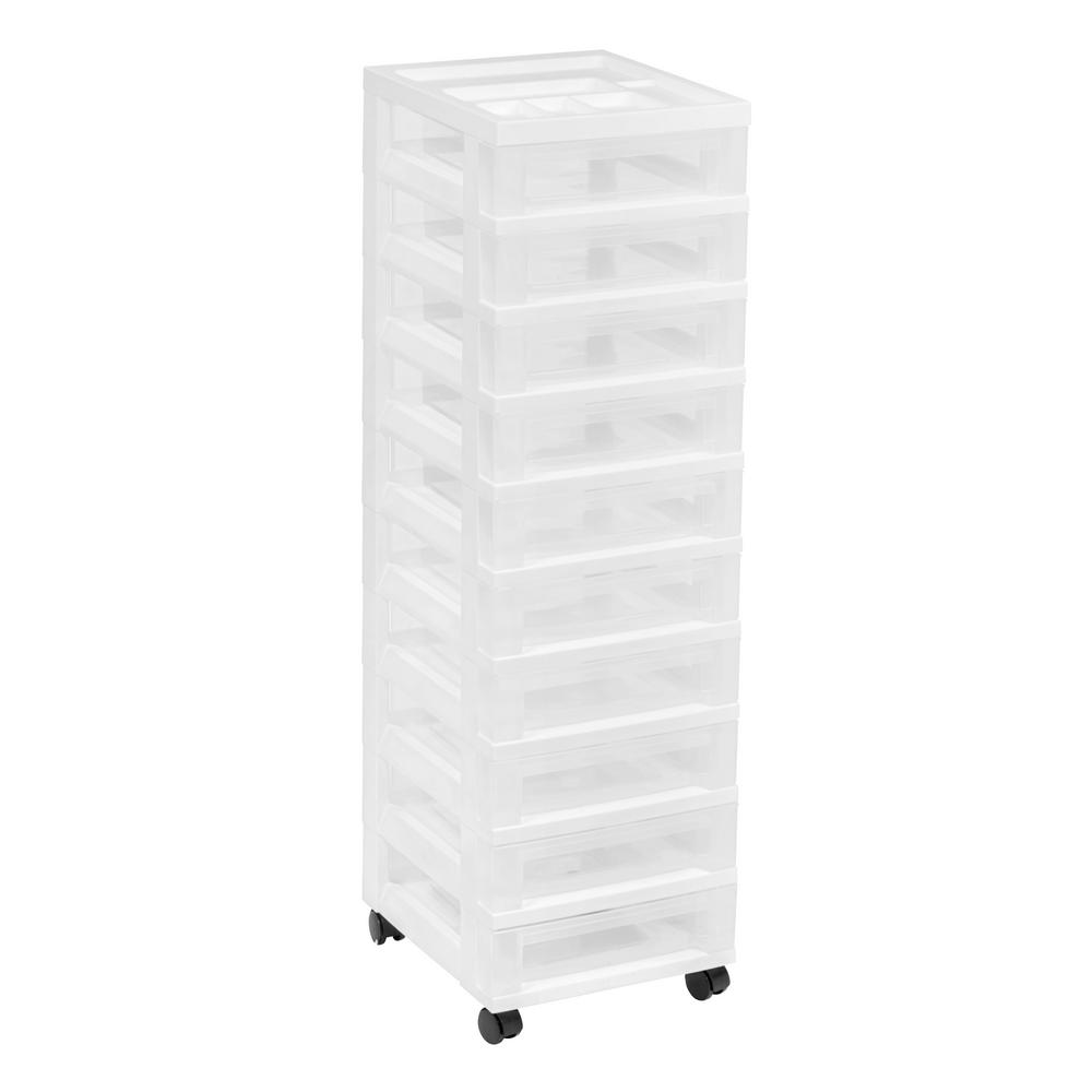 Medium 10-Drawer Cart with Organizer Top Black